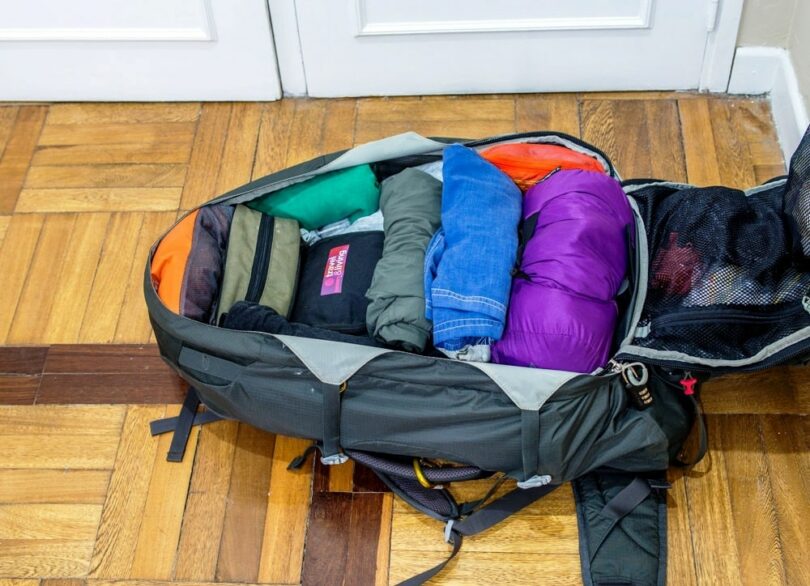 loading a backpack for hiking