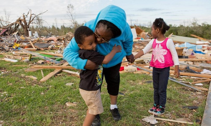 After tornado with kids