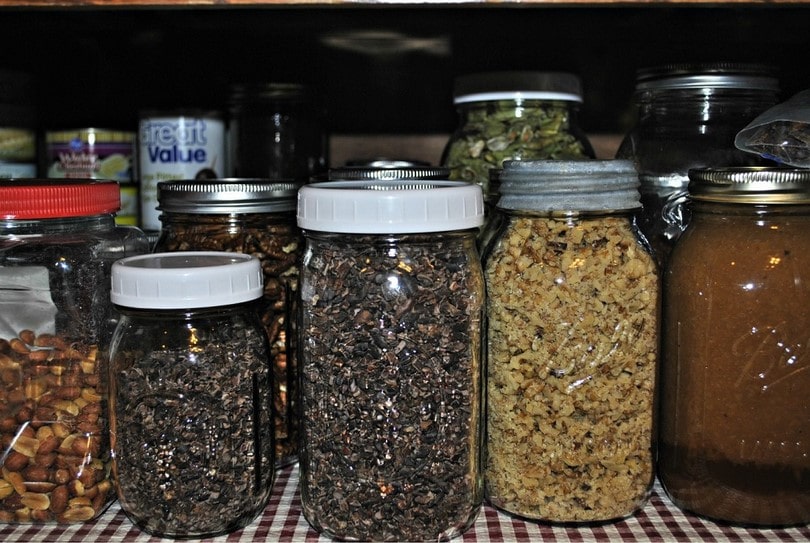 Jars in cupboard