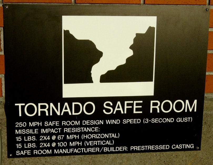 Tornado safe room sign