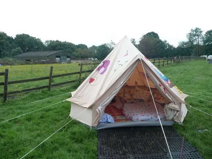 Tent on empty field