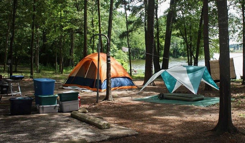 Tents near water