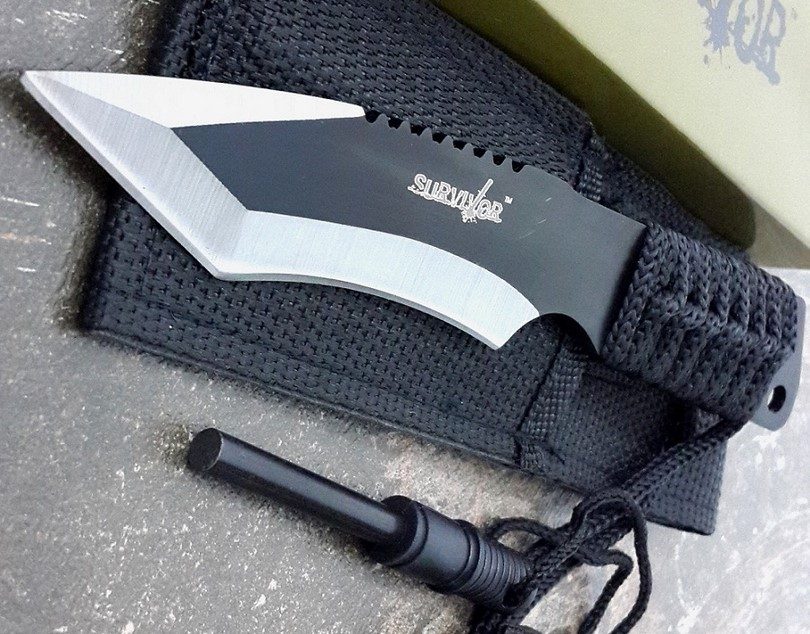 Survivor Outdoor Fixed Blade Knife with Fire Starter