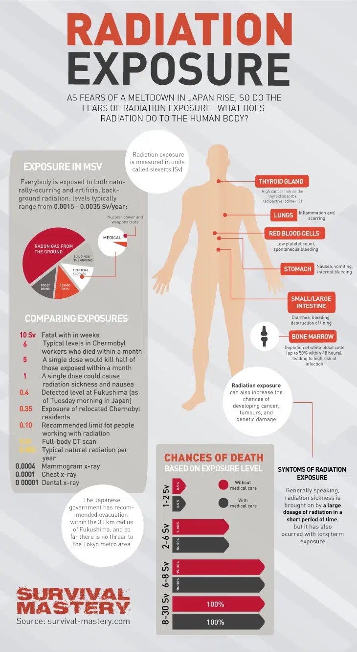 Radiation on human body infographic