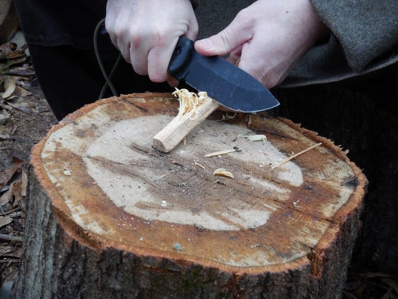 Making a stick for starting a fire