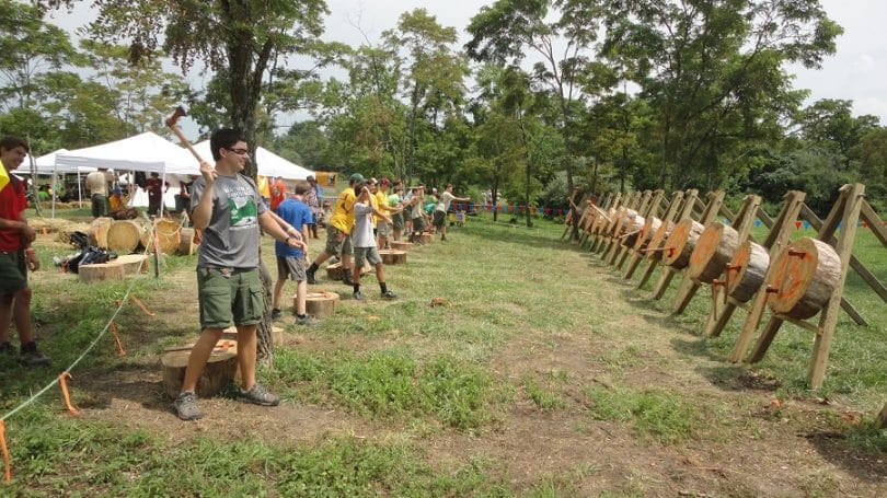 Tomahawk throwing practice session