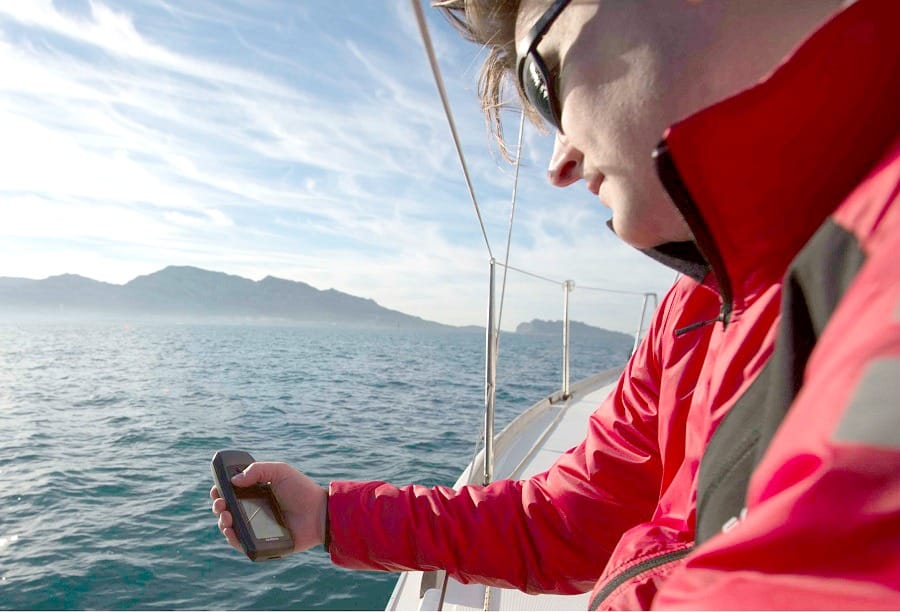 Man with fishing GPS