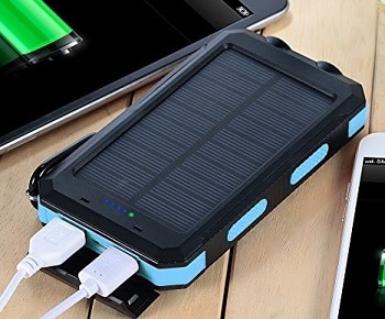 Solar Charger, Solar Power Bank 10000mAh External Backup Battery Pack by Absone