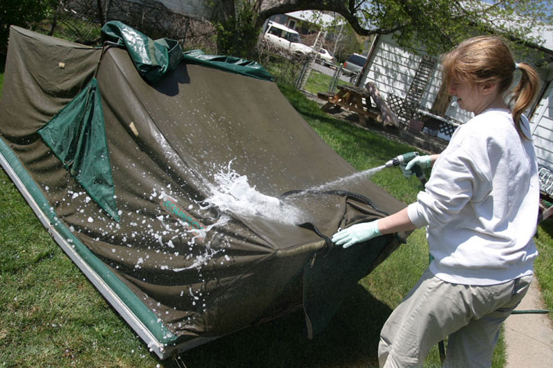 Cleaning Tent With Water