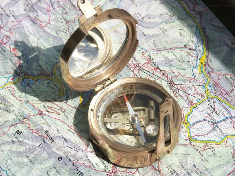 Compass on Map