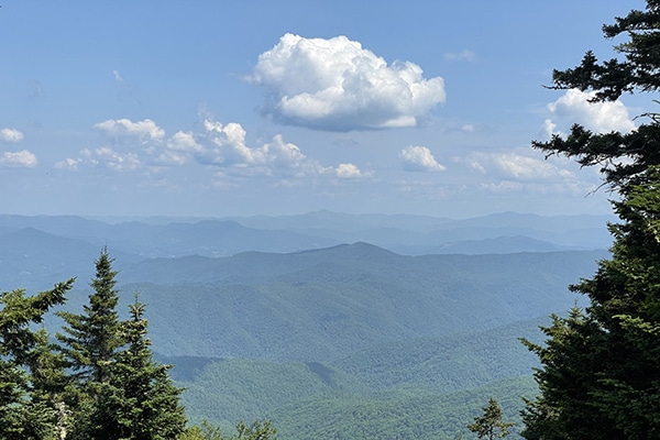 View of the Smokeys from the top of Sterling Mountain