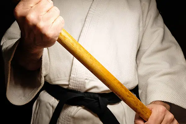 Staff used in Bojutsu discipline of martial arts