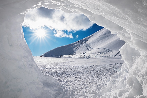 View from inside a snow cave